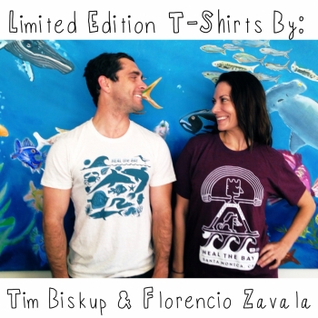 Limited Edition T-Shirts Designed by local artists Tim Biskup and Florencio Zavala