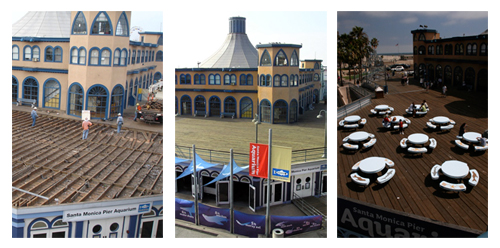Santa Monica Pier Aquarium Roof Construction Triptych