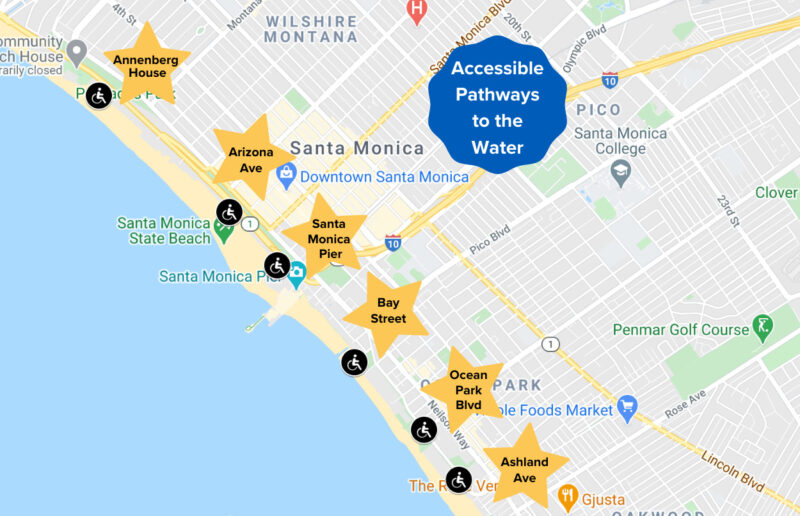 Map with accessible pathways in Santa Monica