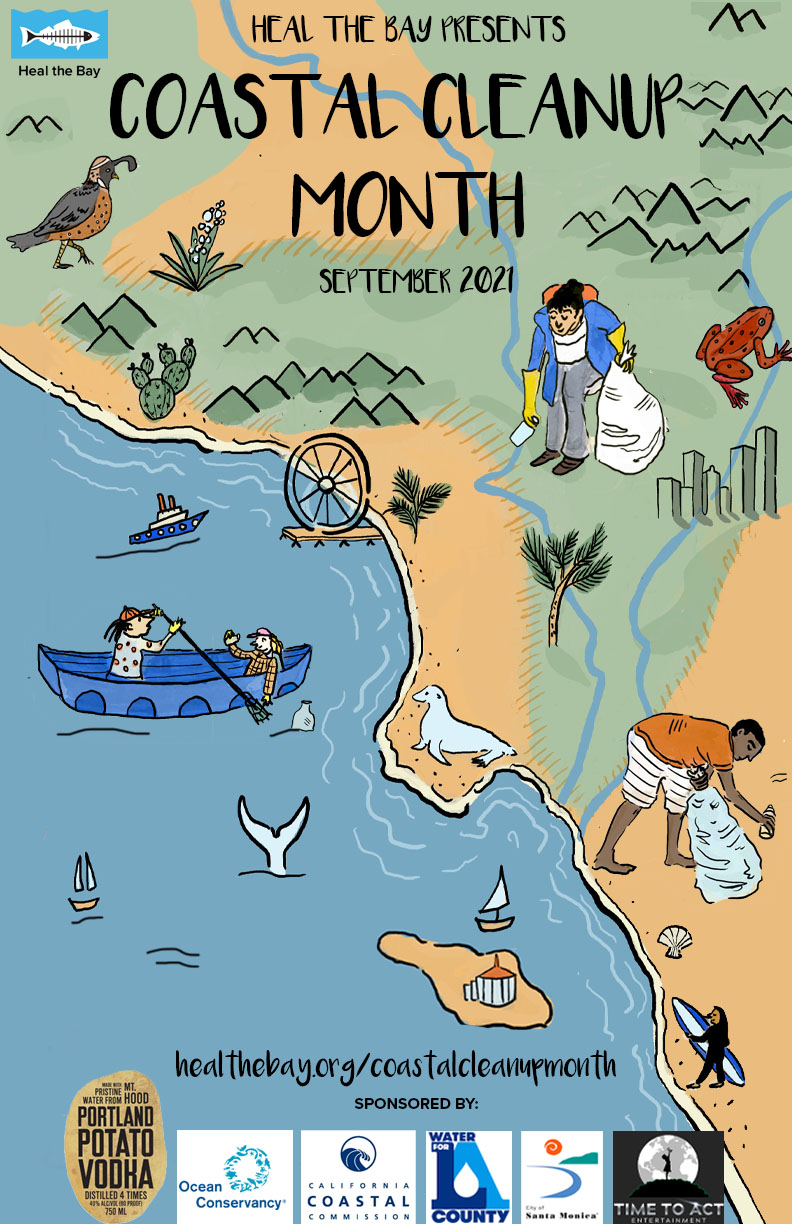 Heal the Bay Coastal Cleanup Month Poster 2021 by Kelsey Davenport