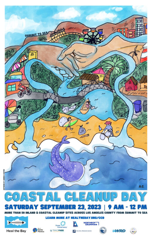 Heal the Bay's 2023 Coastal Cleanup Day Poster by Artists Andrea Castro